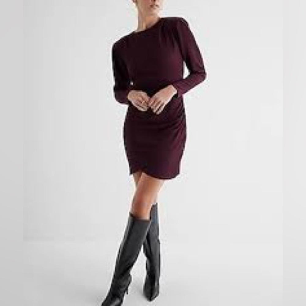 Express Asymmetrical Ruched Bodycon Dress